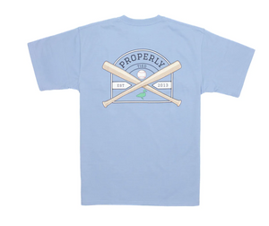 Baseball Shield SS Tee Shirt - Light Blue