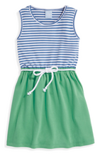 Load image into Gallery viewer, Bayview Beach Dress - Royal Stripe with Green
