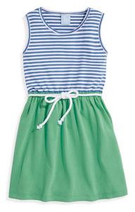Bayview Beach Dress - Royal Stripe with Green