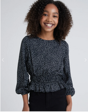 Load image into Gallery viewer, Smocked Waist Popover Top - Scatter Dots Print
