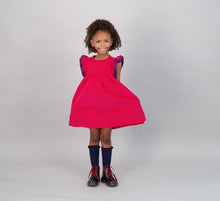 Load image into Gallery viewer, Zoe Red Corduroy Flutter Sleeve Dress
