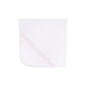 Sweetly Smocked Blessing Blanket - Worth Avenue White With Palm Beach Pink