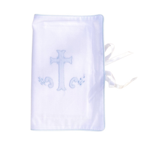Load image into Gallery viewer, Straight Edged Bible Cover with Blue Embroidered Cross
