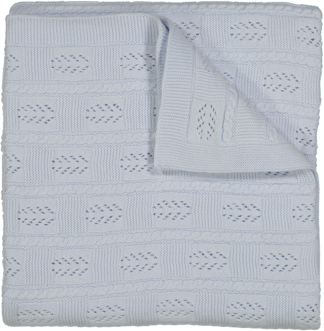 Cable Pointelle Blanket - Blue