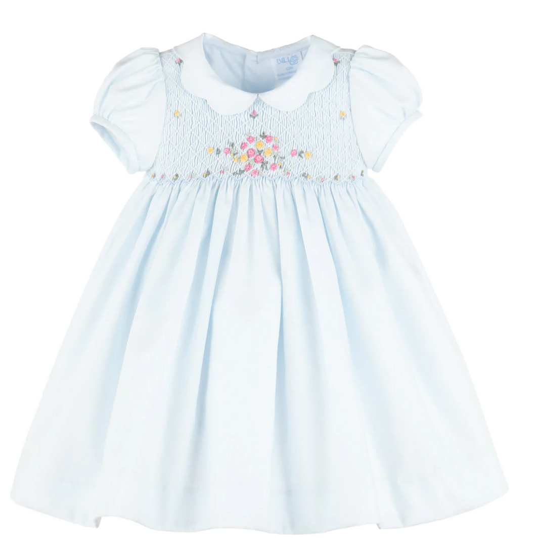 Blue Bouquet Smocked Dress