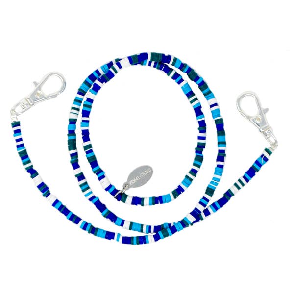 Blue Camo Bead Kids Face Mask Chain