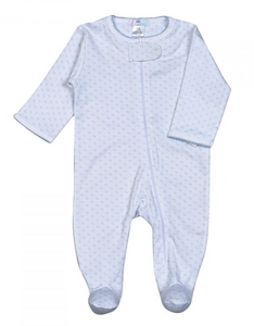 Blue Tiny Dots Pima Zipper Footie