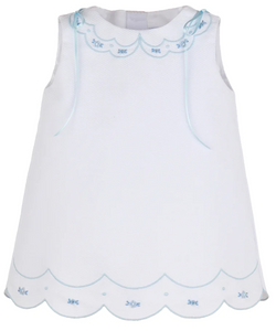 Blue Embroidery Scallops A-Line Dress