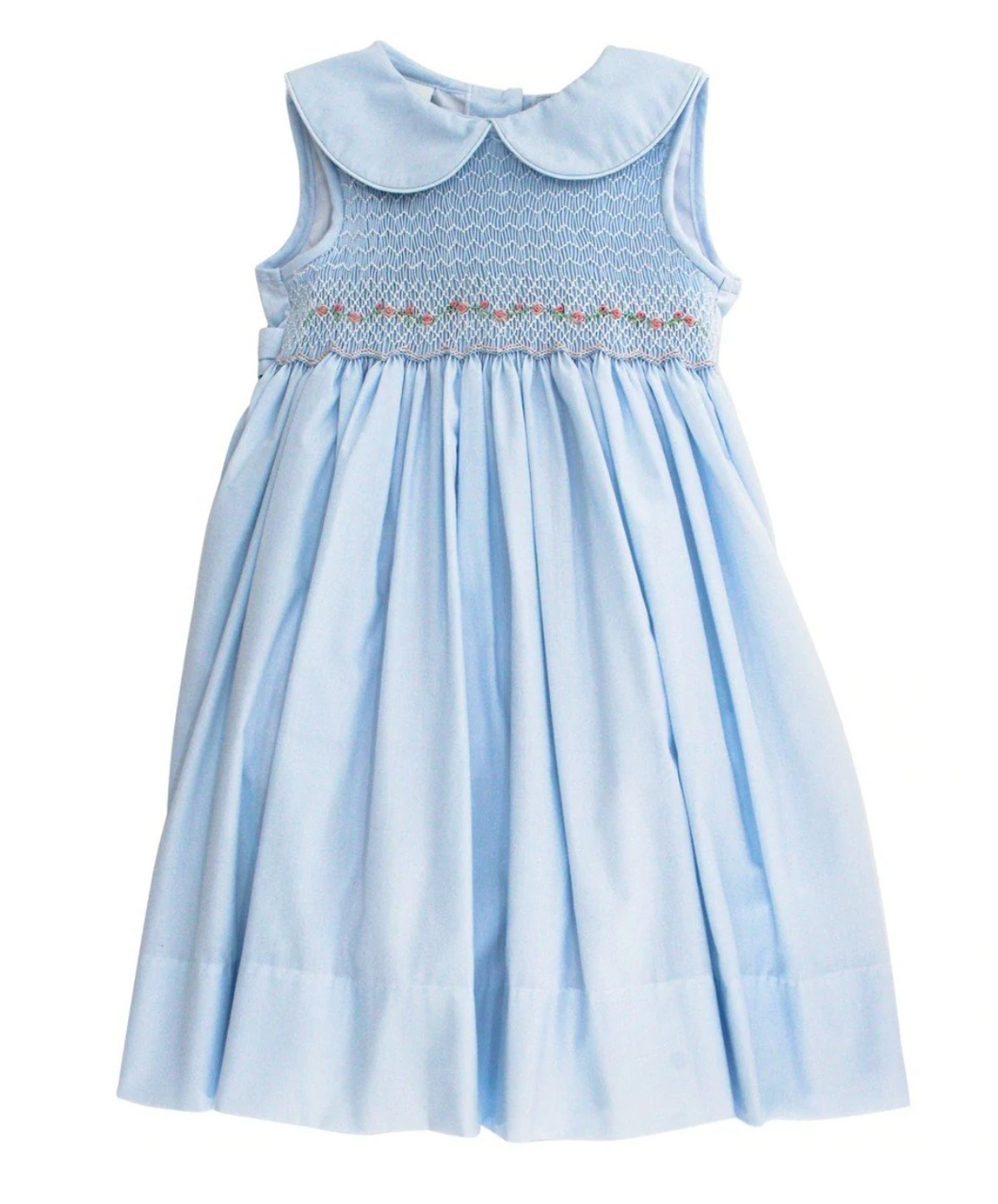 Blue Smocked Dress With Pink Roses – Belles & Beaux®