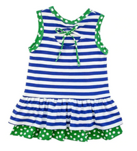 Load image into Gallery viewer, Royal Stripe Knit Dress With Flower
