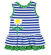 Load image into Gallery viewer, Royal Stripe Knit Dress With Flower
