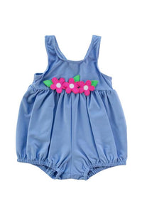 Blue Bubble Swimsuit with Flowers