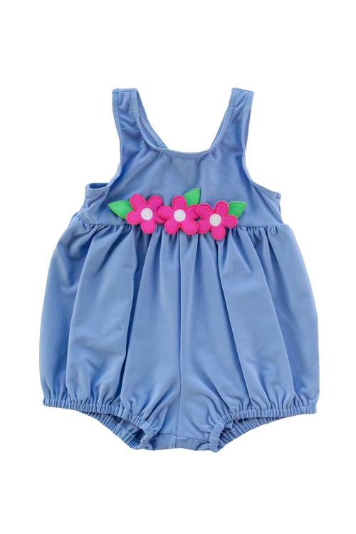 Blue Bubble Swimsuit with Flowers