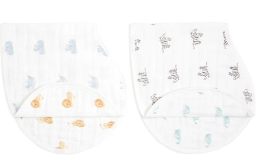 Organic Burpy Bibs 2 Pack - Animal Kingdom