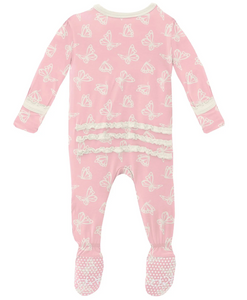 Lotus Butterfly Muffin Ruffle Footie With Zipper