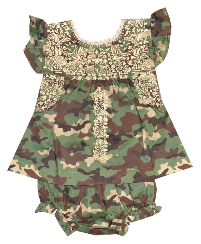 Camo Puebla Bloomer Set With Khaki Stitching