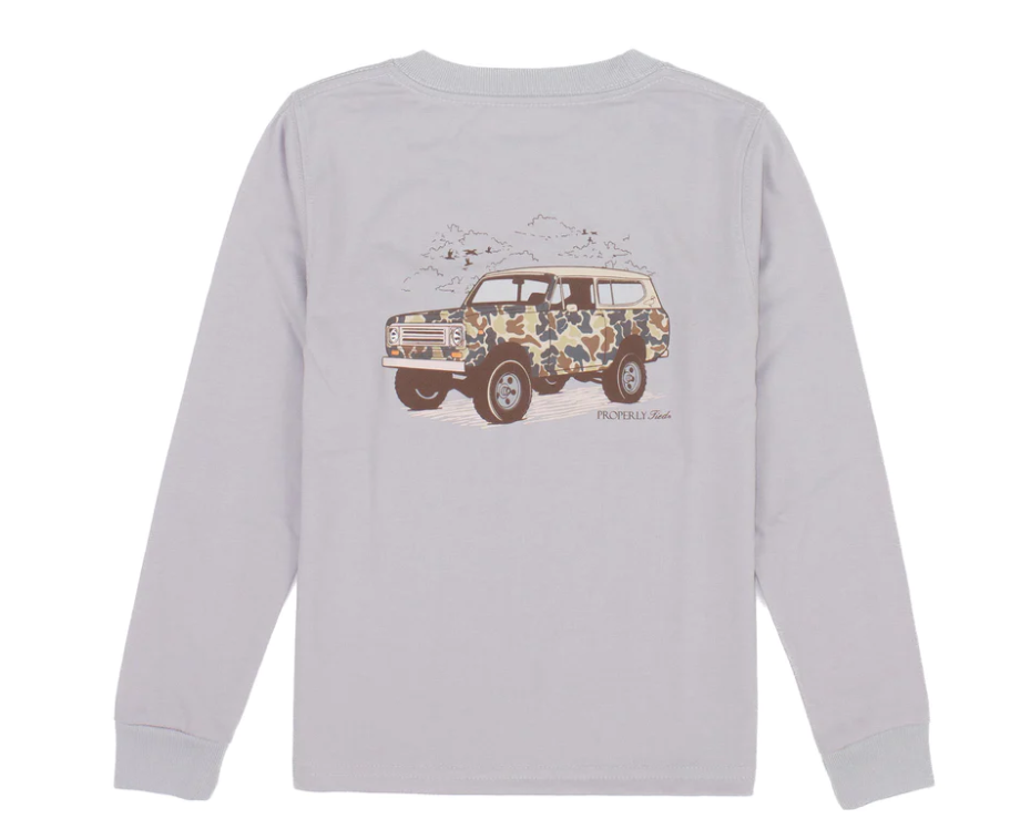 Camo Truck Long Sleeve Tee - Ice Grey