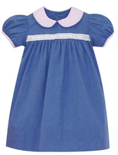 Load image into Gallery viewer, Chambray Dress With Eyelet And Ribbon Trim
