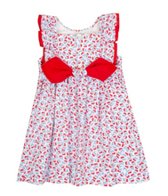 Load image into Gallery viewer, Blue And Red Cherry Print Sleeveless Myosotis Dress Dress
