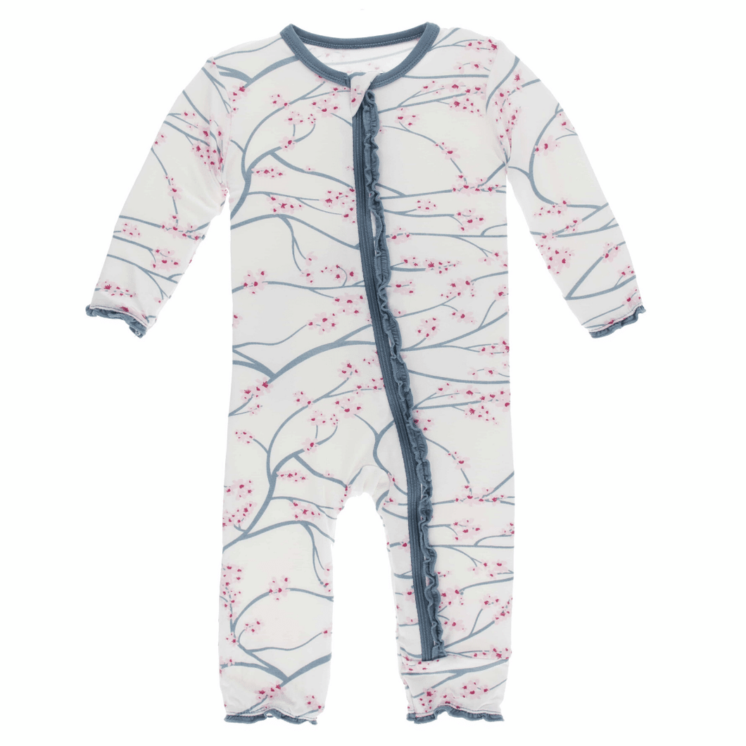 Cherry Tree Ruffle Coverall with Zipper