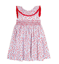Load image into Gallery viewer, Blue And Red Cherry Print Sleeveless Myosotis Dress Dress
