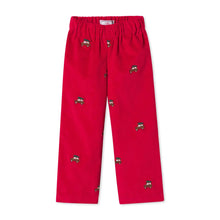Load image into Gallery viewer, Boys Red Corduroy Pant With Woody And Christmas Tree Embroidery
