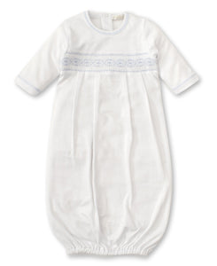 CLB Summer White Gown With Blue Smocking