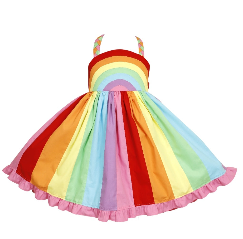 white christmas dresses Kids backyard dress in rainbow stripe main image 1