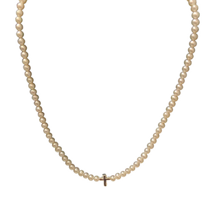 Mini Cross Pearl Necklace