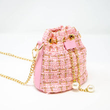 Load image into Gallery viewer, Tweed Drawstring Bag - Pink
