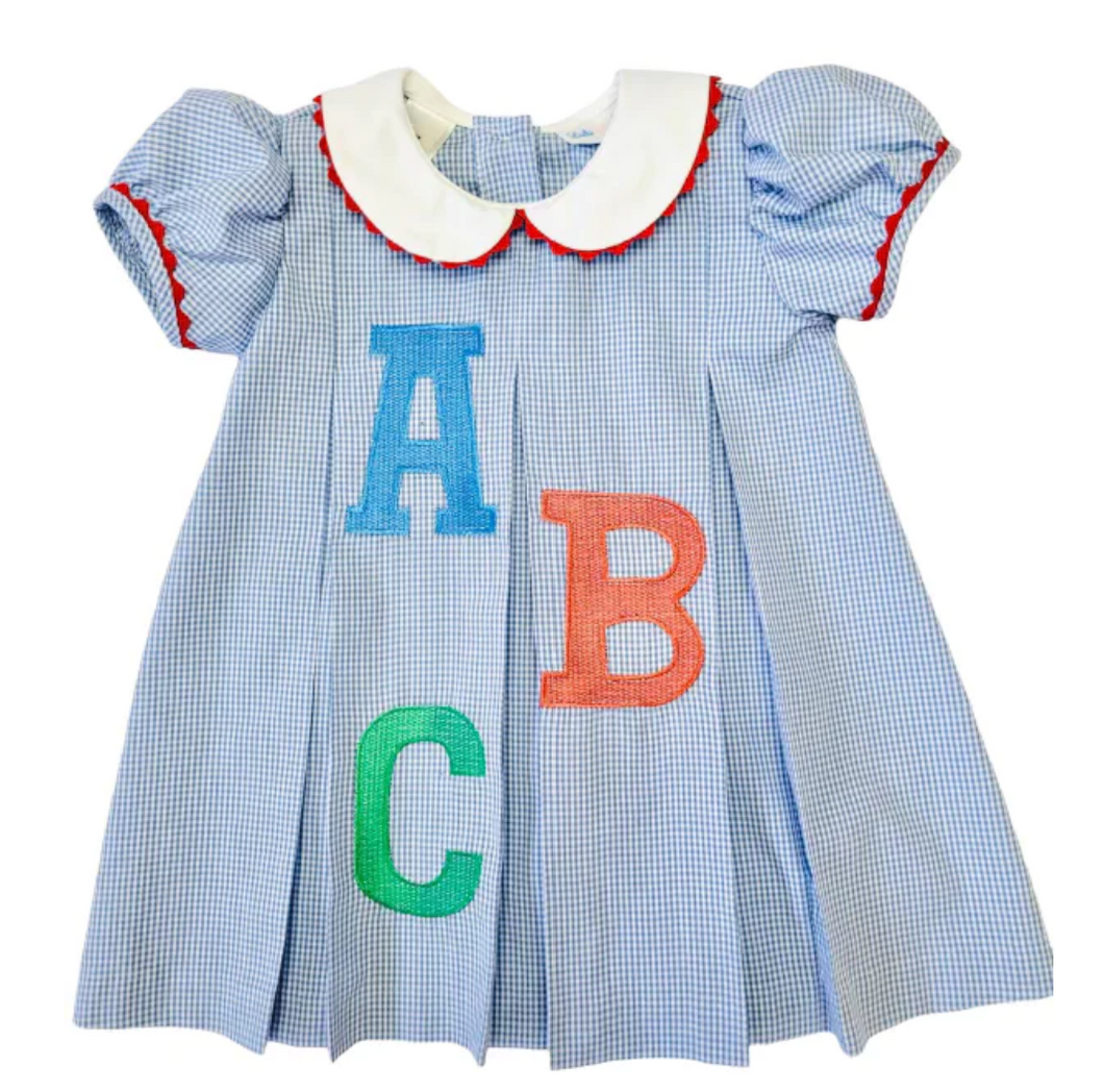 Dana ABC Embroidered Pleated Dress