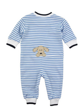 Load image into Gallery viewer, Blue Stripe Knit Longall With Dogs And Bone
