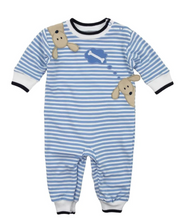 Load image into Gallery viewer, Blue Stripe Knit Longall With Dogs And Bone
