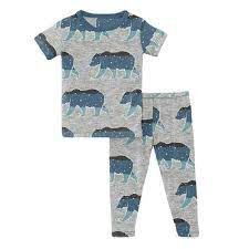 Heather Mist Night Sky Bear Short Sleeve Pajama Set