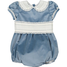 Load image into Gallery viewer, Dusty Blue Velvet Romper
