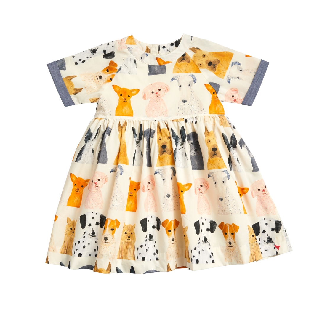 Olive Dress - Multi Watercolor Dogs