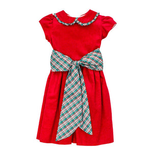 Holly Plaid & Red Cord Empire Dress