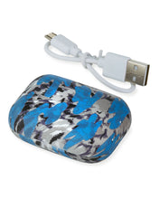 Load image into Gallery viewer, Blue Tie Dye Compact Ear Buds
