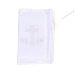 Straight Edged Bible Cover with Ecru Embroidered Cross