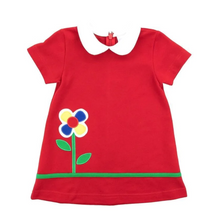 Load image into Gallery viewer, Red Pique Knit Dress With Flower

