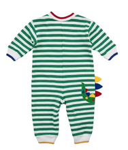Load image into Gallery viewer, Green Stripe Knit Longall With Dinosaur
