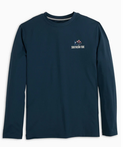 Specular Blue Skipjack Flag Long Sleeve Performance Tee