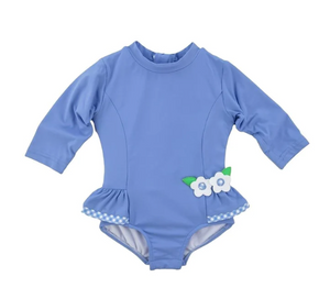 Sea Breeze Periwinkle Rash Guard Onesie With UPF 50+ – Belles & Beaux®