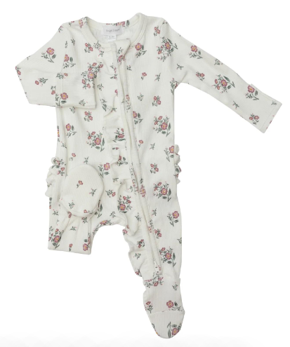 Mesa Rose Ditsy Two Way Ruffle Zipper Footie