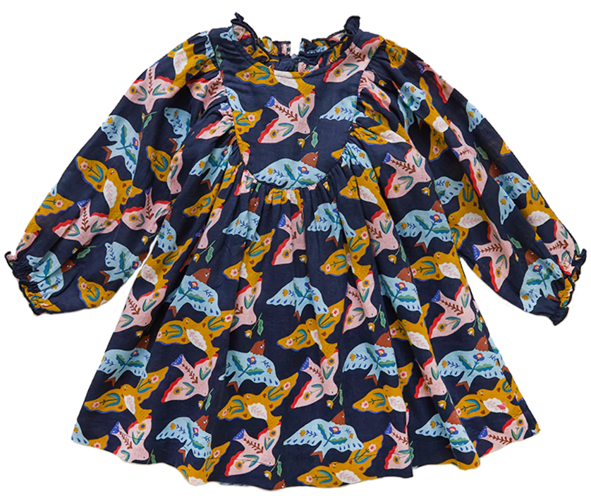 Brayden Dress - Multi Folk Bird