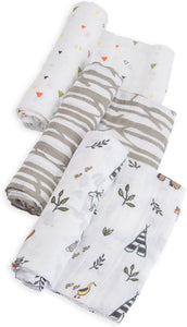 Muslin Swaddle 3 Pack - Forest Friends