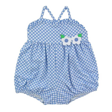 Load image into Gallery viewer, Sea Breeze Gingham Bubble Swimsuit With Flowers
