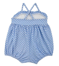 Load image into Gallery viewer, Sea Breeze Gingham Bubble Swimsuit With Flowers

