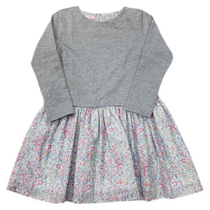 Nora Sweater Dress - Grey Knit With Chickering Floral Bottom