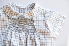 Load image into Gallery viewer, Graham Bubble - Silver Windowpane With Blue Smocking
